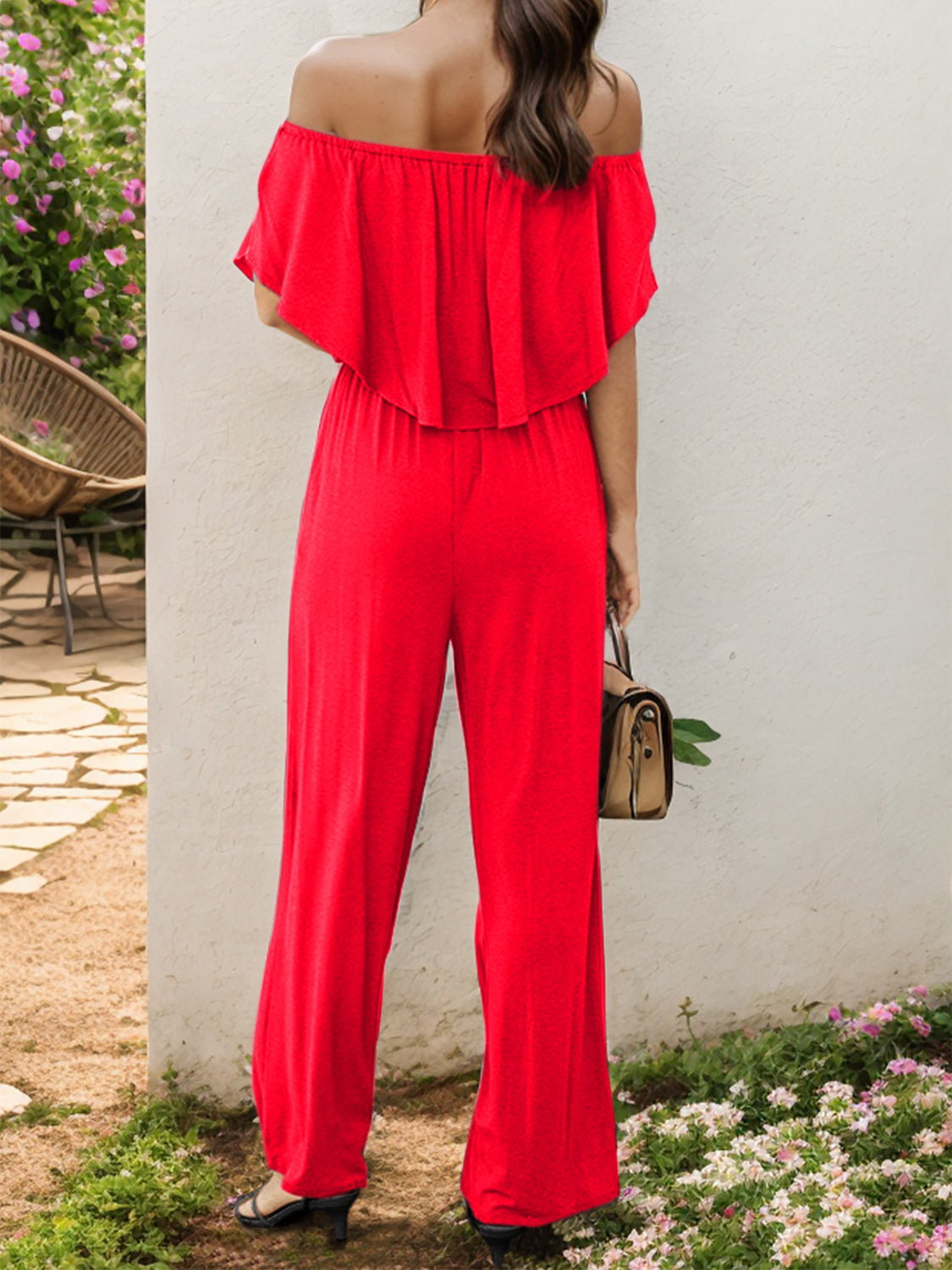 Off-Shoulder Wide Leg Jumpsuit