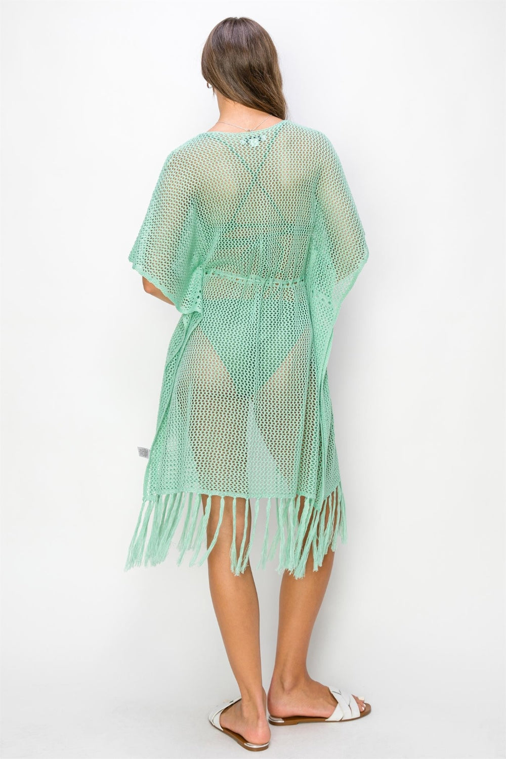 Drawstring Waist Fringed Hem Cover Up