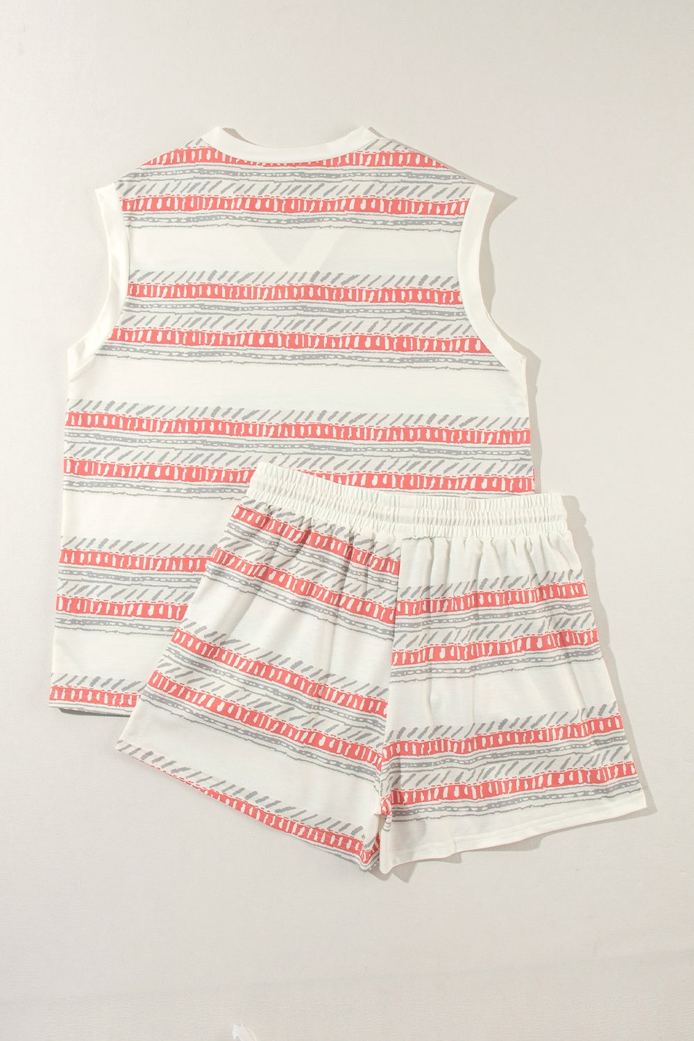 V-Neck Sleeveless Top and Drawstring Shorts Set