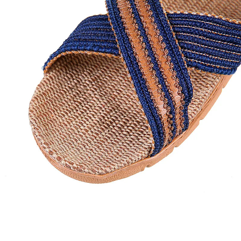 New Summer Men Flax Flip Flop