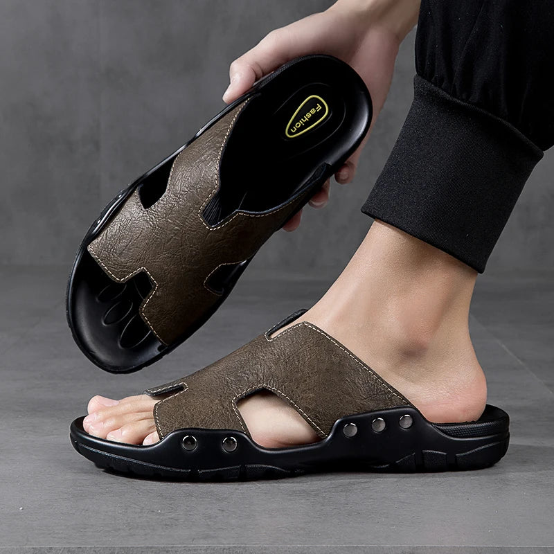 Genuine Leather Men Slippers