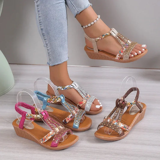 Bohemia Rhinestones Casual Platform Sandals