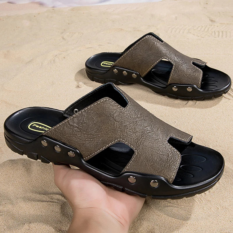 Genuine Leather Men Slippers