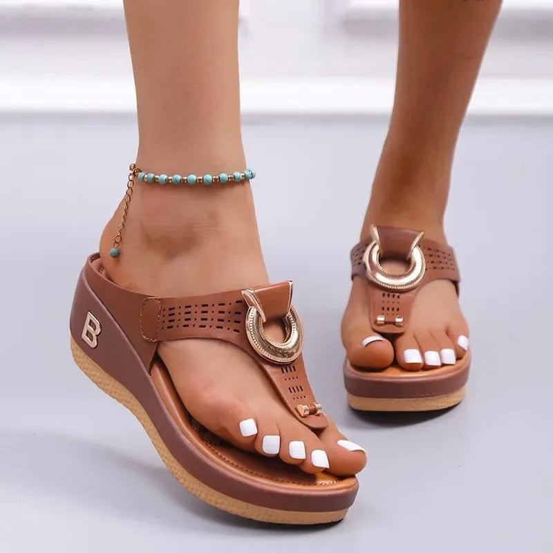 Open Toe Flip Flops Wedges