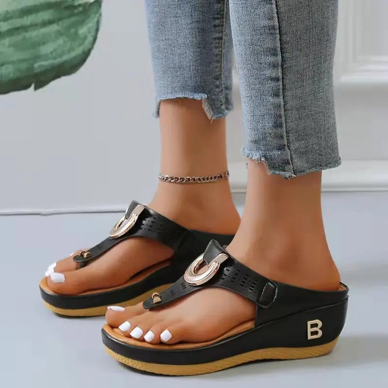 Open Toe Flip Flops Wedges